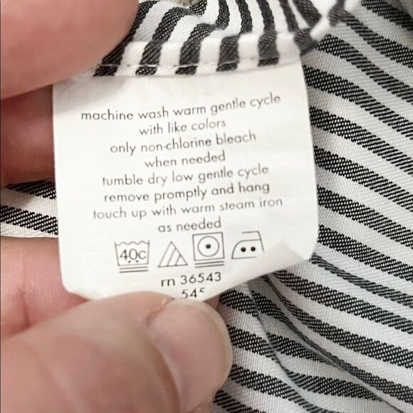 Joseph Abbound Classic Fit Black & White Striped Button Down Shirt Size 34/35 17 - Picture 4 of 7